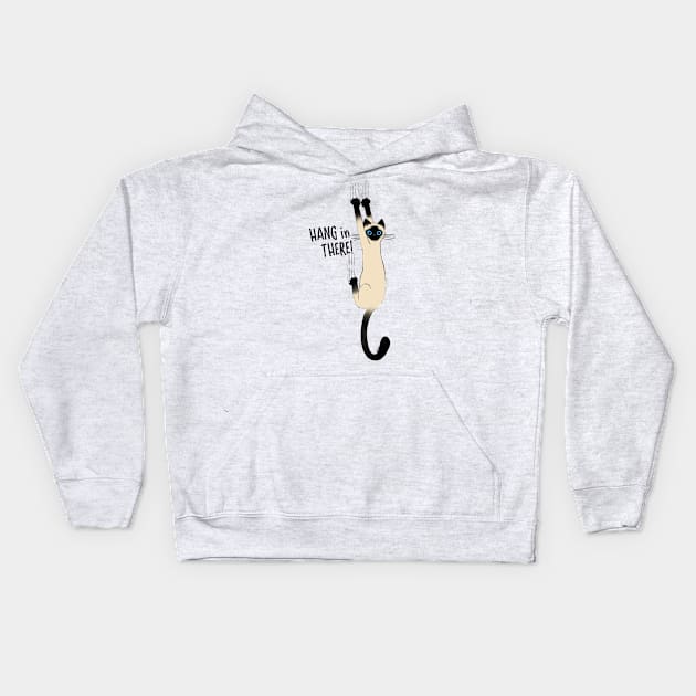 Siamese Cat Hang in There Kids Hoodie by Coffee Squirrel